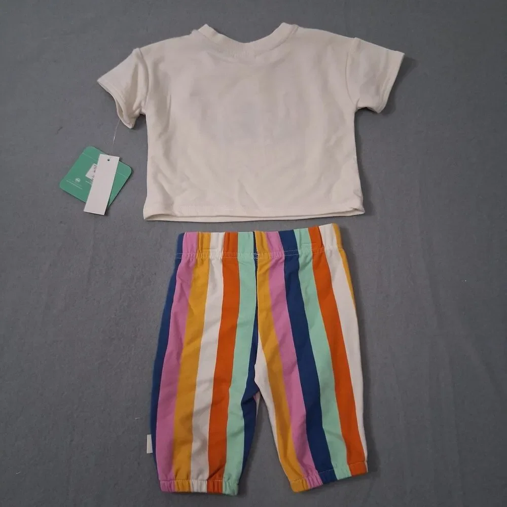 Disney Baby Stitch Outfit Size 0/3m Shirt Top Pants Stripes Festival Party Play